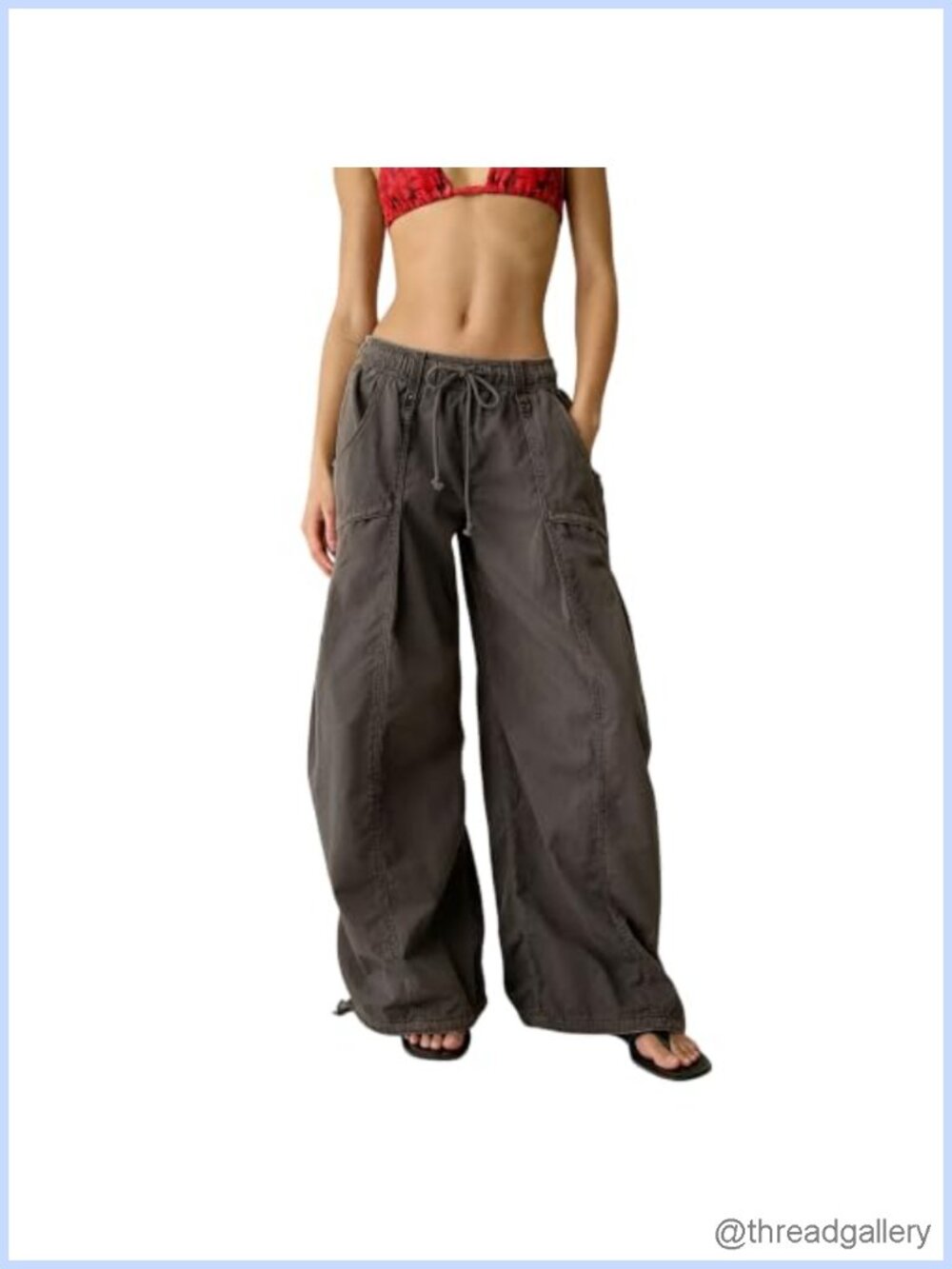 Cargo Balloon Pants Women Drawstring Barrel Wide Leg Utility